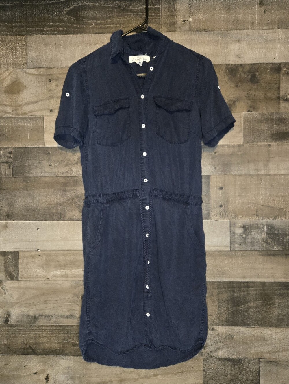 Women’s Navy Button-Front Shirt Dress